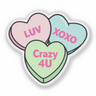 Sticker Candies Pastel en forme de coeur avec messages d'a
