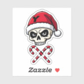 Sticker Candy Cane Crew Skull Christmas 2025 Funny Men Boy (Feuille)