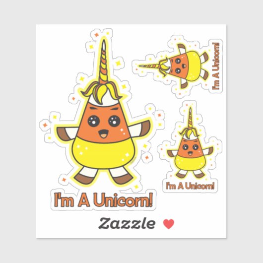 Sticker Candy Corn Unicorn (Feuille)