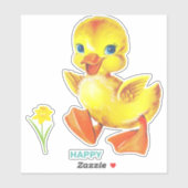 Sticker Caneton drôle mignon heureux (Feuille)