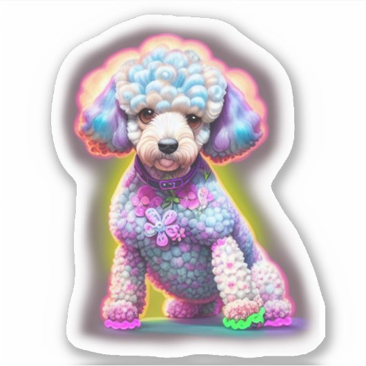 Sticker caniche à fleurs (Devant)