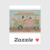 Sticker Caniches dans une camionnette hippie (Feuille)