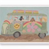 Sticker Caniches dans une camionnette hippie (Recto)