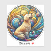 Sticker Canine enchantée sur des persiennes en céramique c (Feuille)