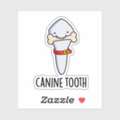 Sticker Canine Tooth Funky Dental Pun (Feuille)