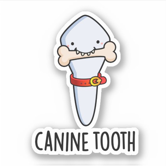 Sticker Canine Tooth Funky Dental Pun (Devant)
