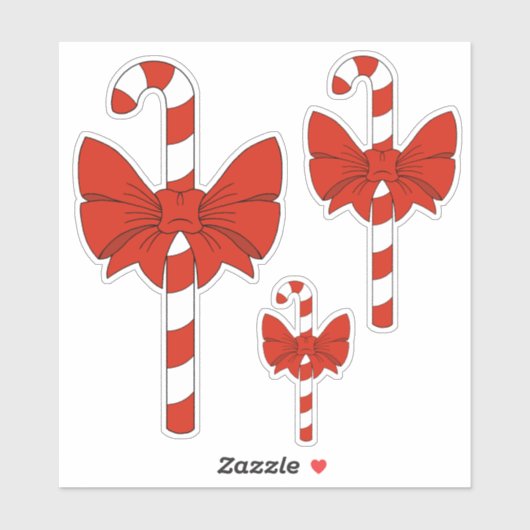 Sticker Canne de bonbon et noeud (Feuille)