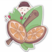 Sticker Cannelle orange de Noël mignonne (Devant)
