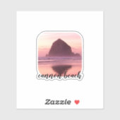 Sticker Cannon Beach Coucher de soleil rose personnalisé (Feuille)