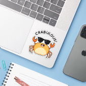 Sticker Canon de crabe amusant (Ordinateur portable avec iPhone)