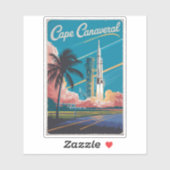 Sticker Cape Canaveral Florida Illustration Art de Voyage (Feuille)