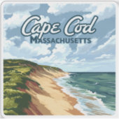 Sticker Cape Cod Beach Mer Massachusetts Bleu (Devant)