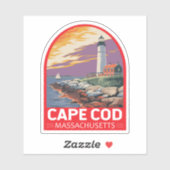 Sticker Cape Cod Massachusetts Emblème d'art de voyage (Feuille)
