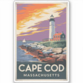 Sticker Cape Cod Massachusetts Illustration Art de Voyage (Devant)