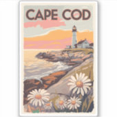 Sticker Cape Cod Massachusetts Peinture Art Voyage Retro (Devant)