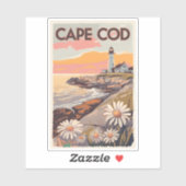 Sticker Cape Cod Massachusetts Peinture Art Voyage Retro (Feuille)