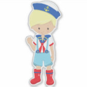 Sticker Capitaine de bateau, Skipper, Cheveux blond, Petit (Devant)