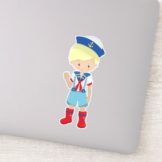 Sticker Capitaine de bateau, Skipper, Cheveux blond, Petit (Détail)