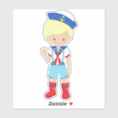 Sticker Capitaine de bateau, Skipper, Cheveux blond, Petit (Feuille)