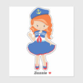Sticker Capitaine de bateau, Skipper, Cheveux orange, Mign (Feuille)