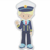 Sticker Capitaine de bateau, Skipper, mignonette garçon, c (Devant)