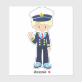Sticker Capitaine de bateau, Skipper, mignonette garçon, c (Feuille)