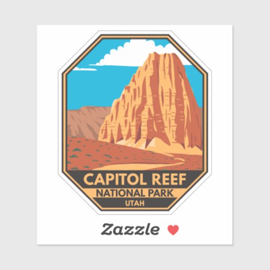 Sticker Capitol Reef National Park Cathedral Valley Loop (Feuille)