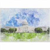 Sticker Capitole des États-Unis à Washington DC Aquarelle (Devant)