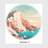 Sticker Capri Italie Citrons Ile méditerranéenne Squa rétr (Feuille)