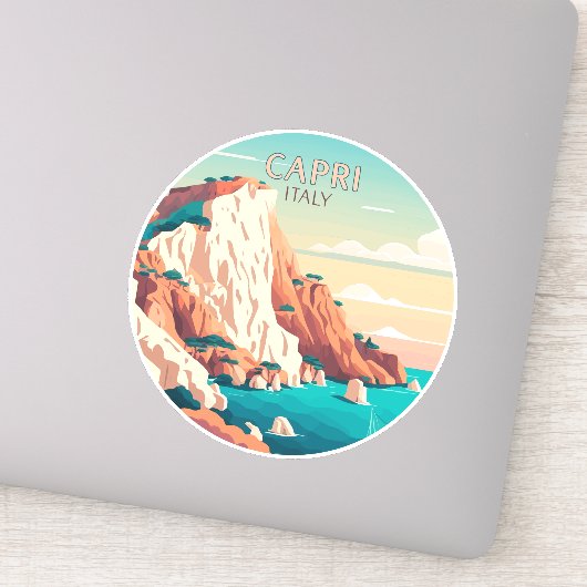 Sticker Capri Italie Citrons Ile méditerranéenne Squa rétr (Détail)
