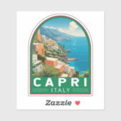 Sticker Capri Italie Travel Art Vintage (Feuille)