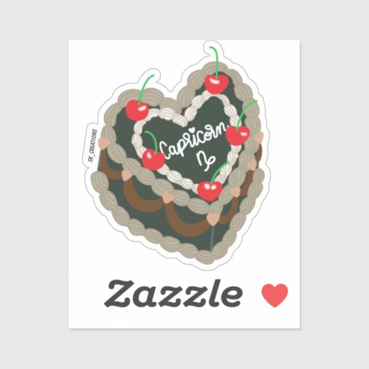 Sticker Capricorne Cake Heart (Feuille)