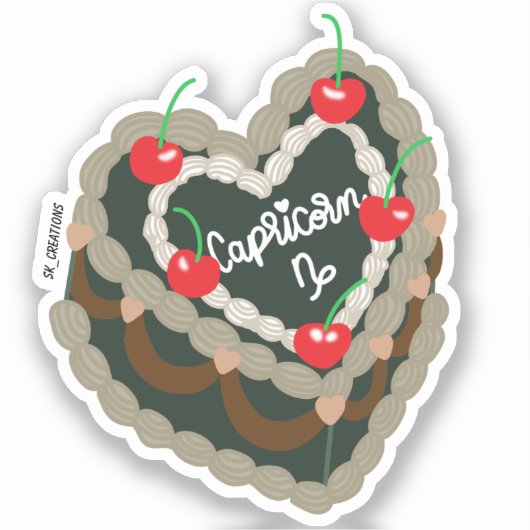 Sticker Capricorne Cake Heart (Recto)