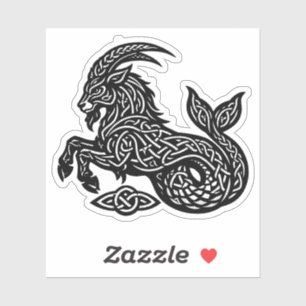 Sticker Capricorne — Encre Hantée Zodiaque Bouc‑Poisson