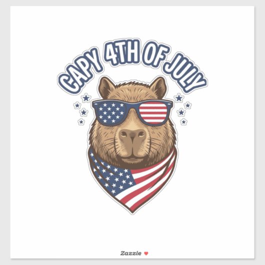 Sticker Capy 4 juillet Conception vectorielle de capybara (Feuille)