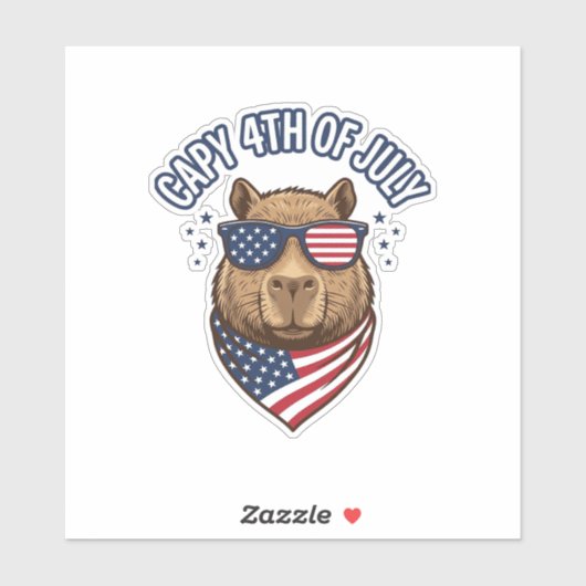 Sticker Capy 4 juillet Conception vectorielle de capybara (Feuille)