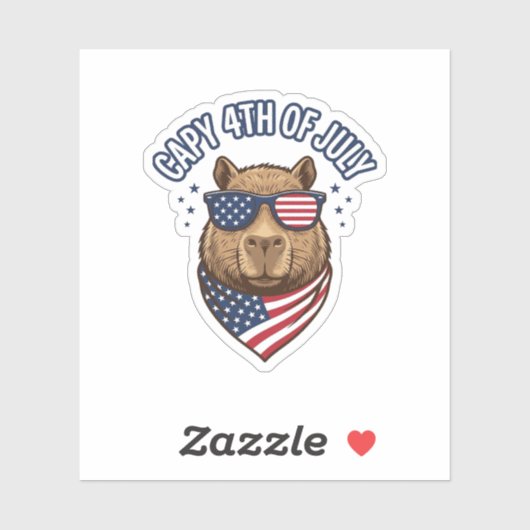 Sticker Capy 4 juillet Conception vectorielle de capybara (Feuille)