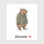 Sticker Capybara Détendu Signe de Paix avec Swagger (Feuille)