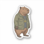Sticker Capybara Détendu Signe de Paix avec Swagger (Devant)