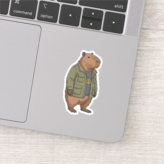 Sticker Capybara Détendu Signe de Paix avec Swagger (Détail)