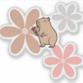 Sticker Capybara Mignon Avec Fleur (Devant)