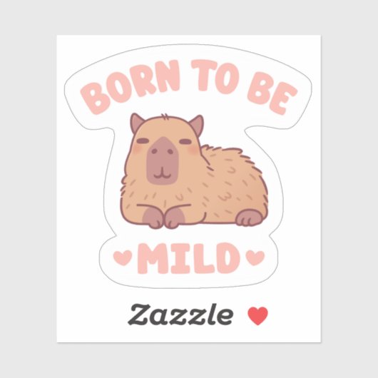 Sticker Capybara Mignon et Décontracté Né pour être Doux (Feuille)