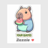 Sticker Capybara Mignon Mangeant de la Pastèque (Feuille)