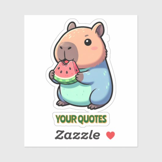 Sticker Capybara Mignon Mangeant de la Pastèque (Feuille)