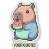 Sticker Capybara Mignon Mangeant de la Pastèque (Devant)