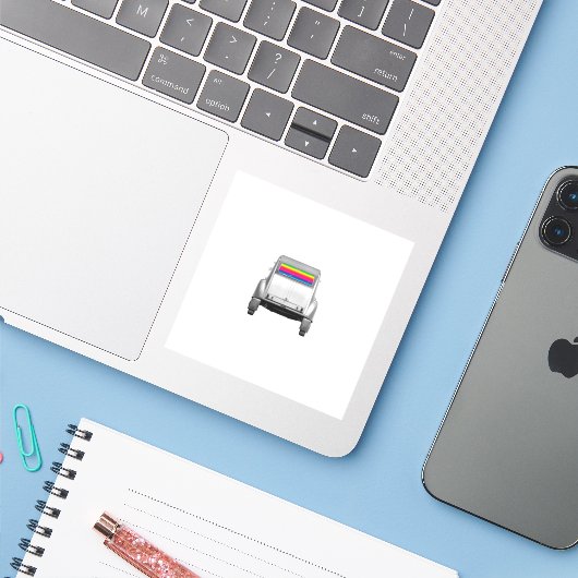 Sticker Car + rainbow (Ordinateur portable avec iPhone)