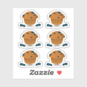 Sticker Caractère de dessin animé de bleuet souriant (Feuille)