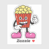 Sticker Caractère de dessin drôle Popcorn (Feuille)