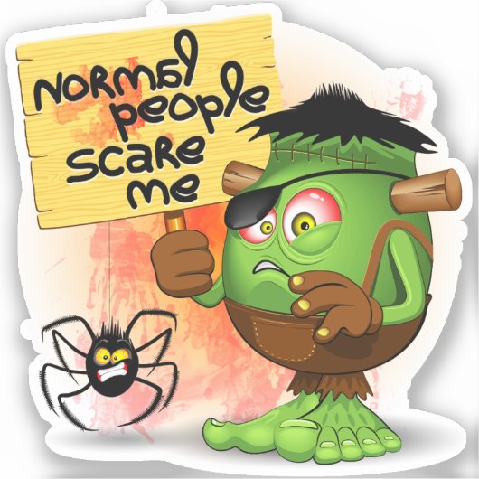 Sticker Caractère Frankenstein de 'Normal People Scare Me' (Recto)