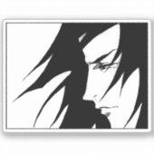 Sticker Caractère Manga Anime noir et blanc (Recto)